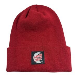 Santa Cruz Skateboards Red Beanie with Classic Cuffed Design